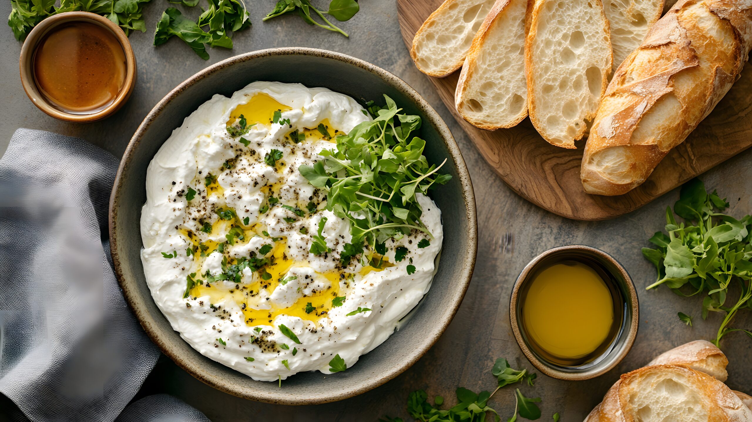 Creamy Whipped Feta Dip with Olive Oil and Herbs